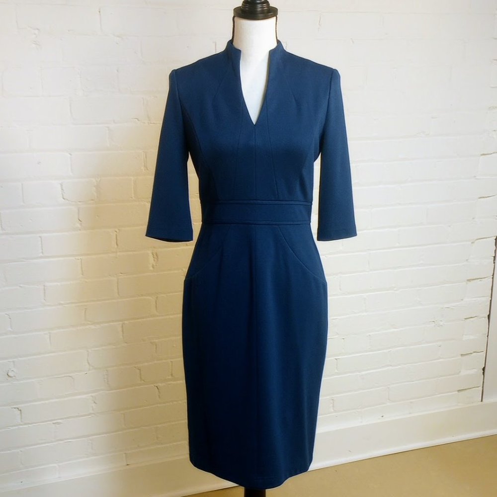 Andrianna Papell Blue Knit Dress, Size 6